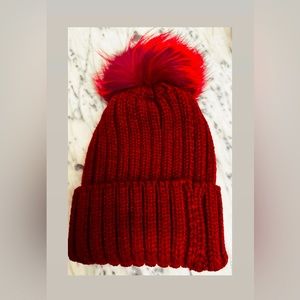 Red Knitted PomPom Hat
